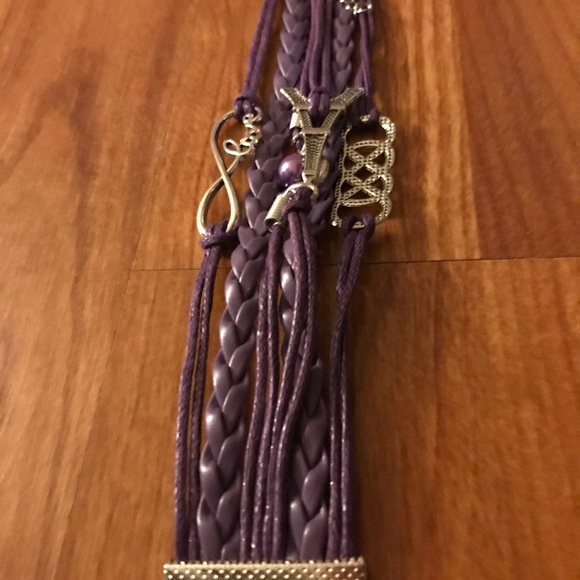 Purple multi layer charm bracelet - Picture 3 of 3